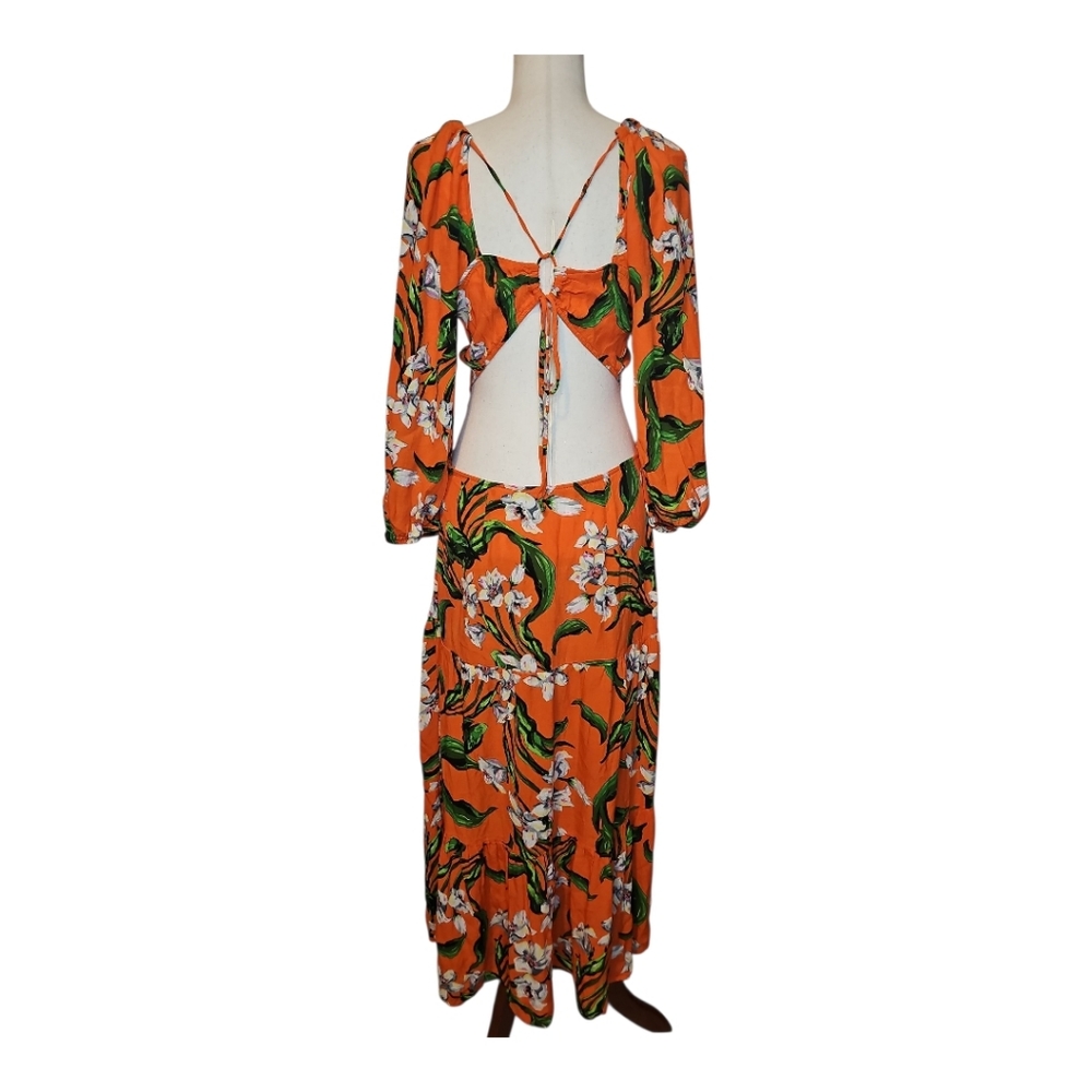 ZARA Multicolored Cut-Out Printed Maxi Dress – Size Large - Picture 7 of 16
